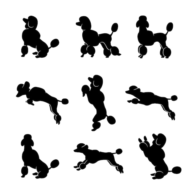 Vecteur gratuit silhouette de caniche dessiné à la main