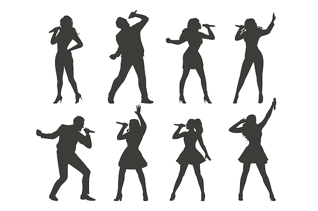 Vecteur gratuit silhouette de chanteur pop dessinée à la main