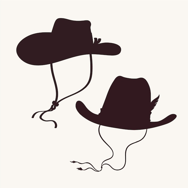 Vecteur gratuit silhouette de chapeau de cow-boy dessinée à la main