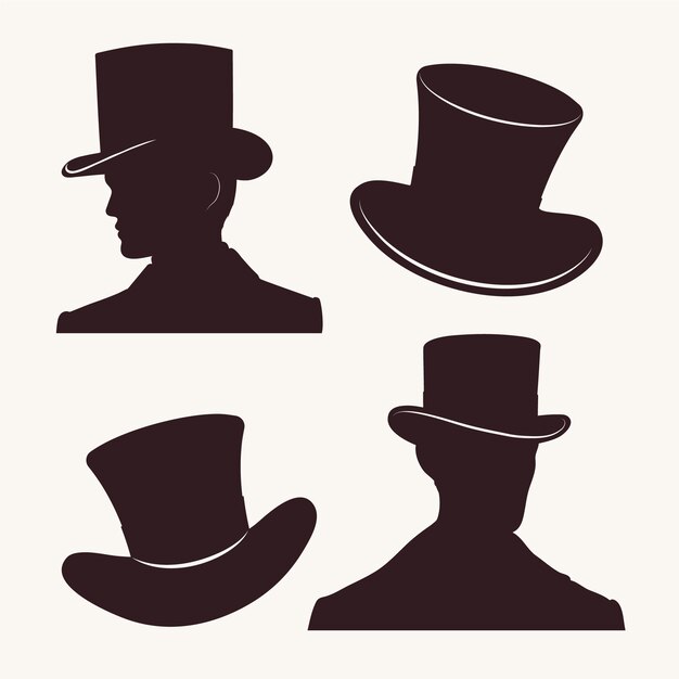 Silhouette de chapeau haut de forme dessinée à la main