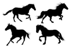 Vecteur gratuit silhouette de cheval de course dessiné à la main