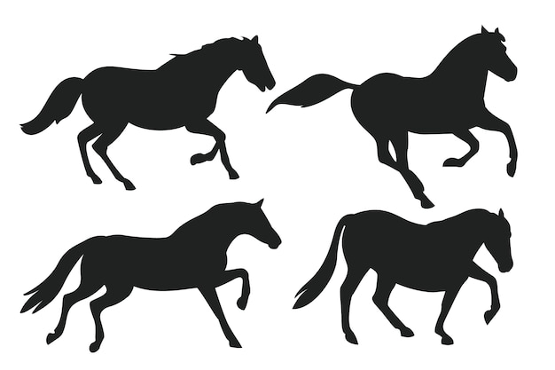 Vecteur gratuit silhouette de cheval de course dessiné à la main
