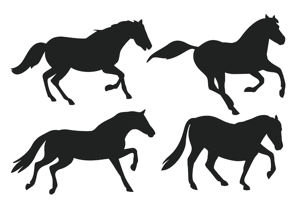 Silhouette De Cheval De Course Dessiné à La Main