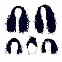 Vecteur gratuit silhouette de cheveux bouclés dessinés à la main