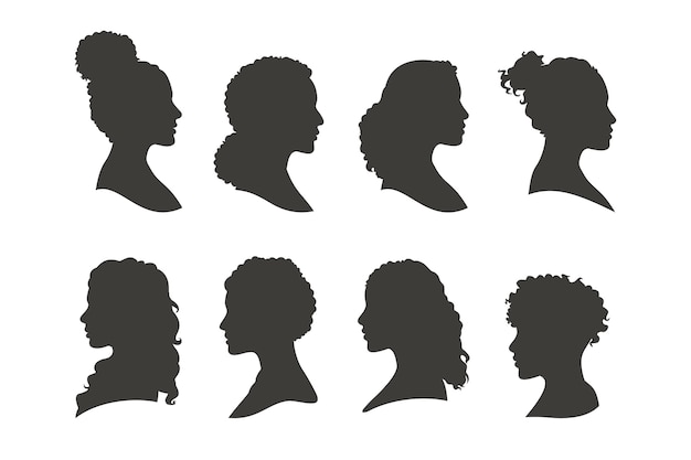 Vecteur gratuit silhouette de cheveux bouclés dessinés à la main