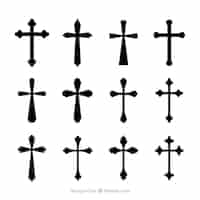 Vecteur gratuit silhouette chrétienne cross collection