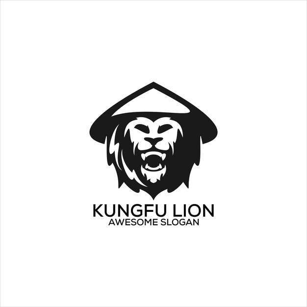 Vecteur gratuit silhouette de conception de logo de lion de kungfu