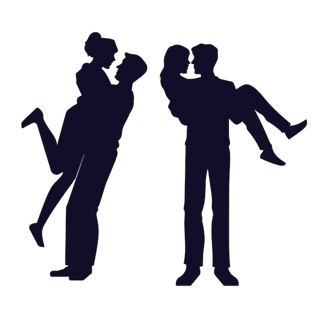 Vecteur gratuit silhouette de couple dessiné à la main