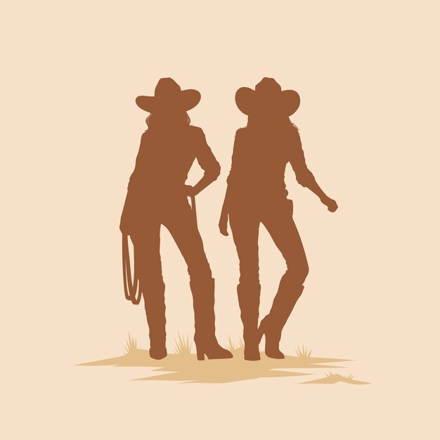 Silhouette de cow-girl dessinée à la main
