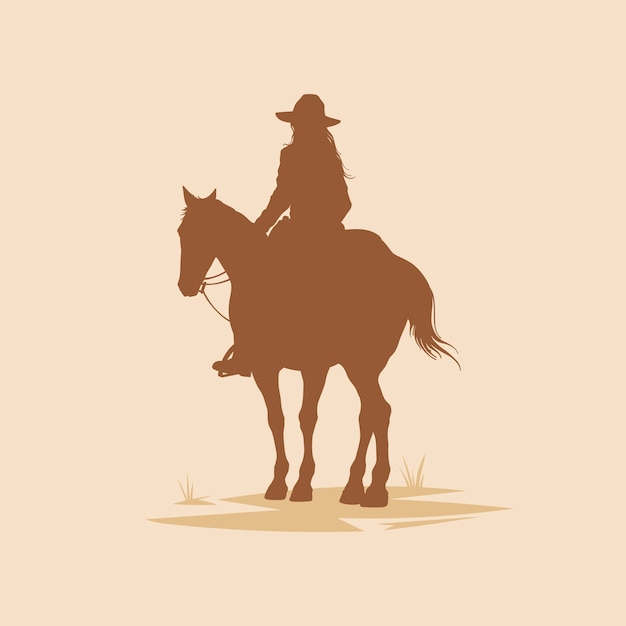 Silhouette de cow-girl dessinée à la main