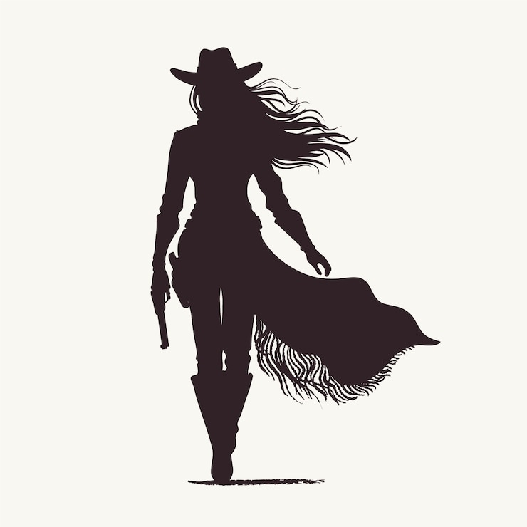 Vecteur gratuit silhouette de cow-girl dessinée à la main