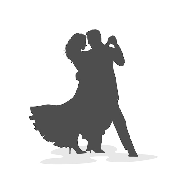 Silhouette de danse de salle de bal dessinée à la main