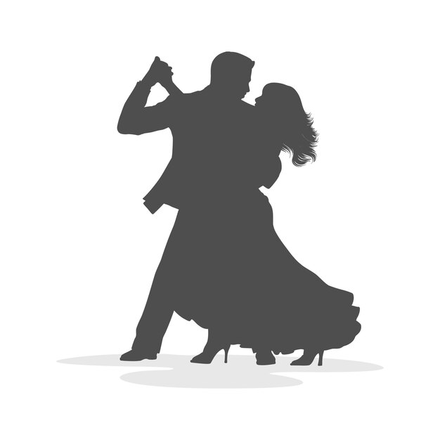 Silhouette de danse de salle de bal dessinée à la main