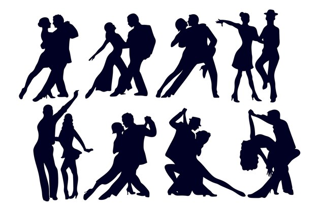 Silhouette de danse de salon dessinée à la main