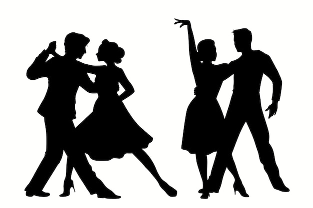 Vecteur gratuit silhouette de danse de salon dessinée à la main