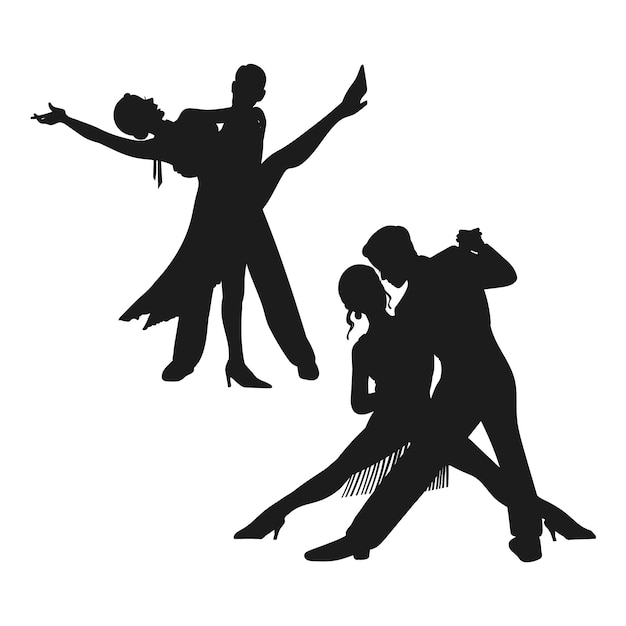 Vecteur gratuit silhouette de danse de salon dessinée à la main