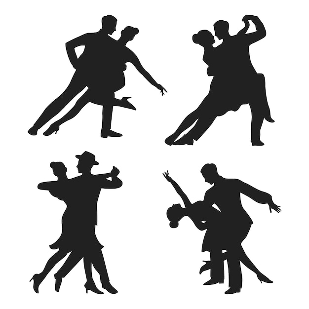 Vecteur gratuit silhouette de danse de salon dessinée à la main