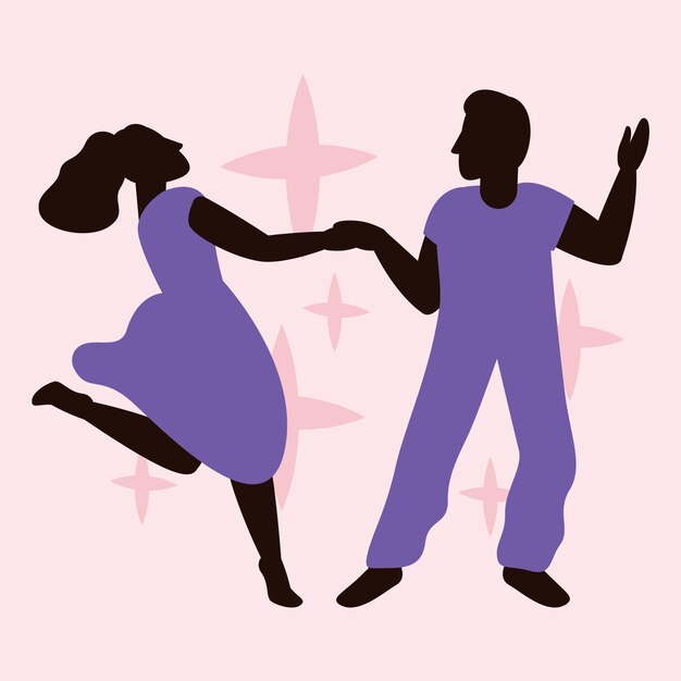 Silhouette de danseur plat dessiné à la main