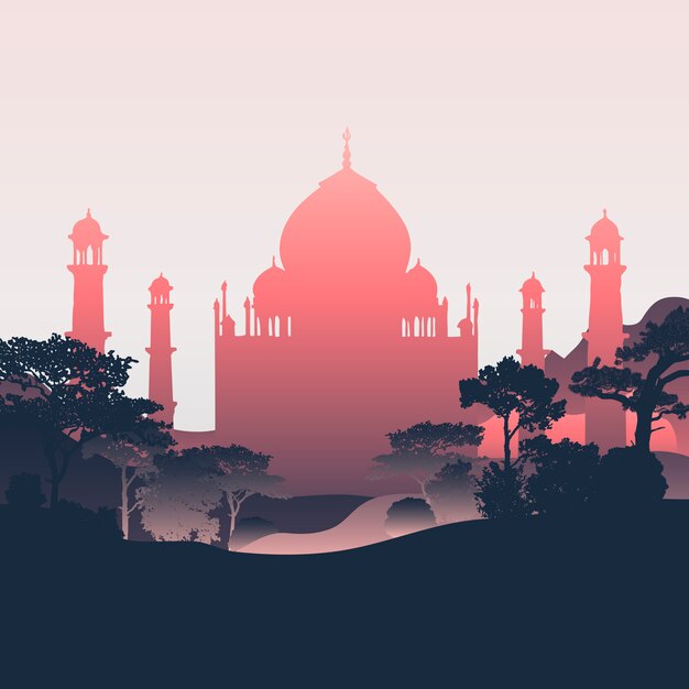 Silhouette du vecteur du Taj Mahal
