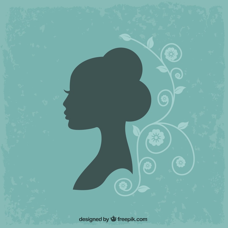 Vecteur gratuit silhouette féminine sur fond turquoise