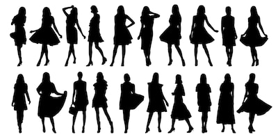 Vecteur gratuit silhouette de femme d'affaires silhouette mode fille
