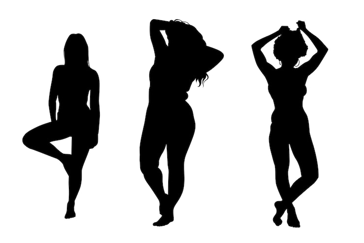 Vecteur gratuit silhouette de femme dessinée à la main