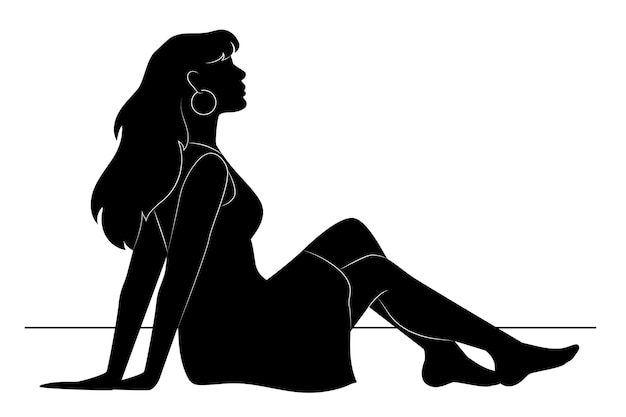 Vecteur gratuit silhouette de femme dessinée à la main