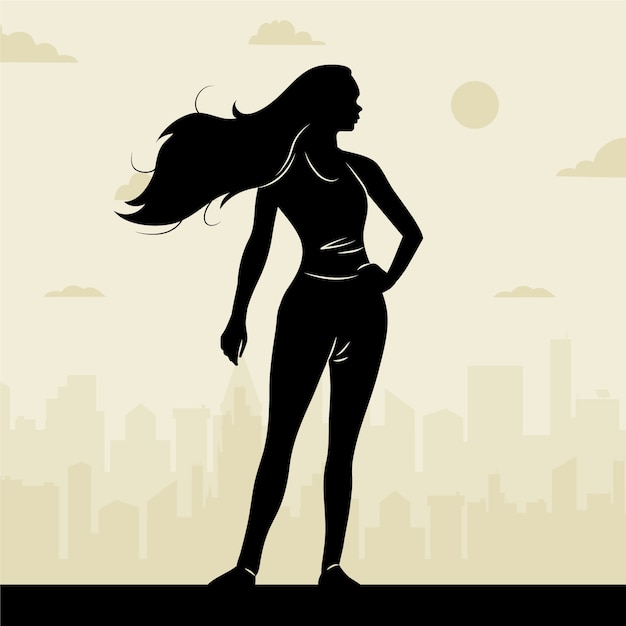 Vecteur gratuit silhouette de femme dessinée à la main