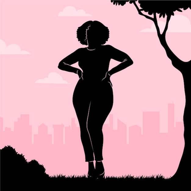 Vecteur gratuit silhouette de femme dessinée à la main