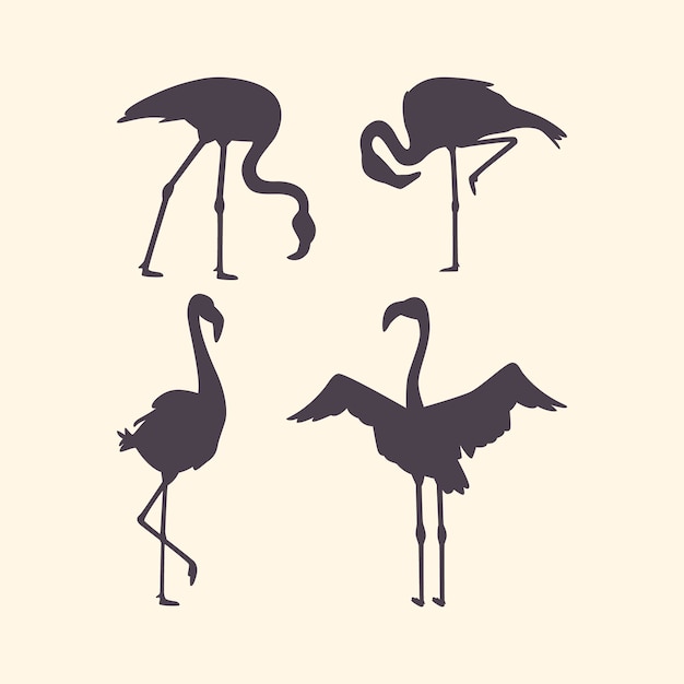 Vecteur gratuit silhouette de flamant rose dessiné à la main