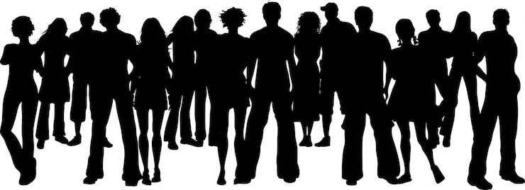 Vecteur gratuit silhouette d&#39;une foule immense de personnes