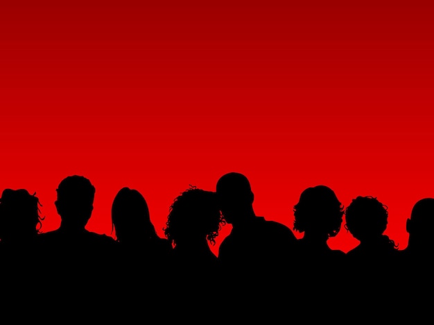 Silhouette d'une foule de personnes