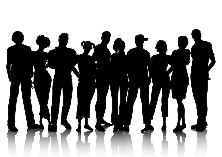 Vecteur gratuit silhouette d'une foule de personnes
