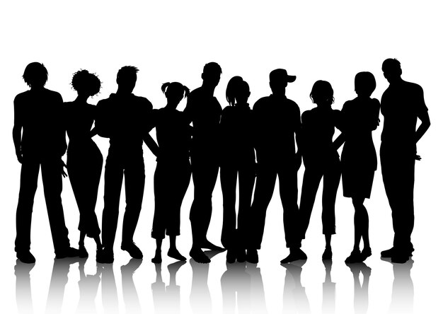 Silhouette d'une foule de personnes
