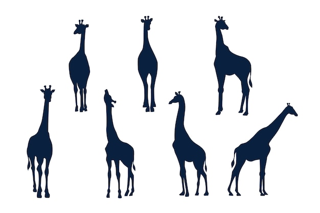 Vecteur gratuit silhouette de girafe dessinée à la main