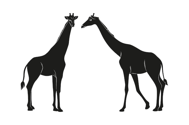 Vecteur gratuit silhouette de girafe dessinée à la main