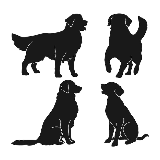 Vecteur gratuit silhouette de golden retriever dessinée à la main