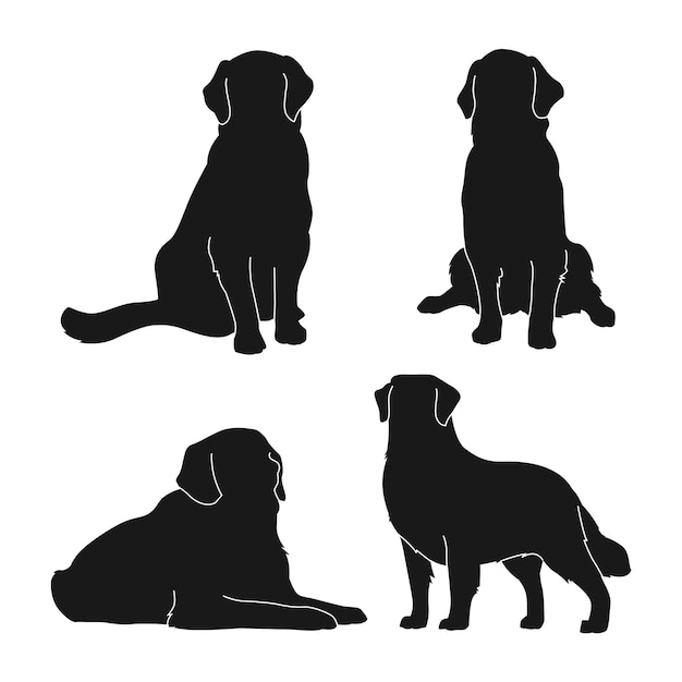 Vecteur gratuit silhouette de golden retriever dessinée à la main