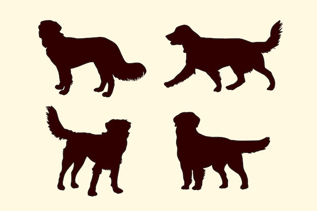 Silhouette De Golden Retriever Dessinée à La Main