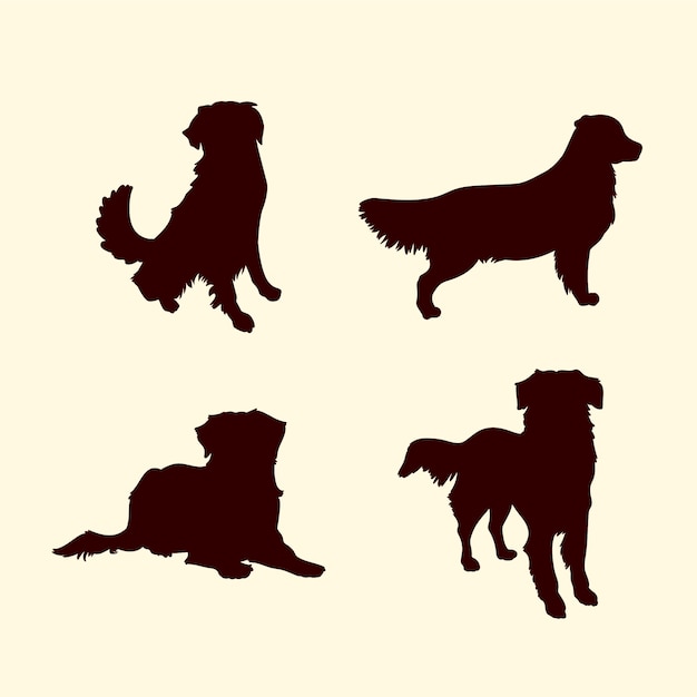 Silhouette De Golden Retriever Dessinée à La Main