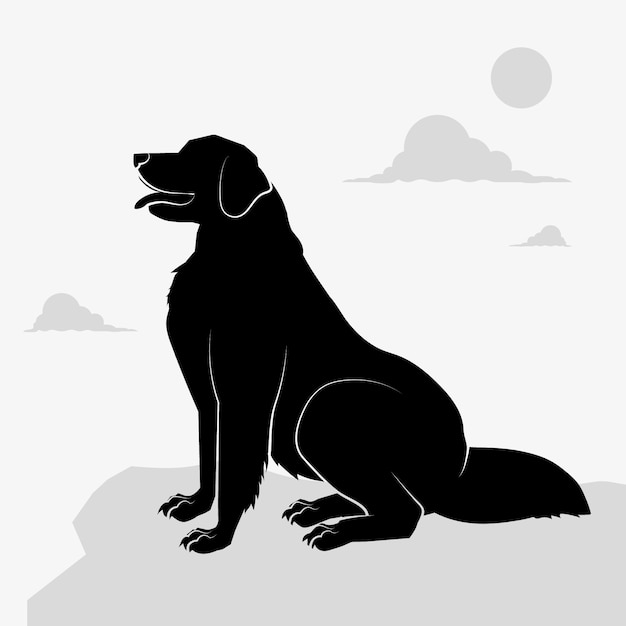 Vecteur gratuit silhouette de golden retriever dessinée à la main