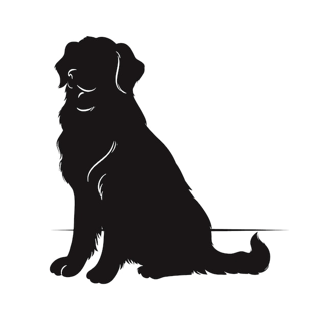 Vecteur gratuit silhouette de golden retriever dessinée à la main