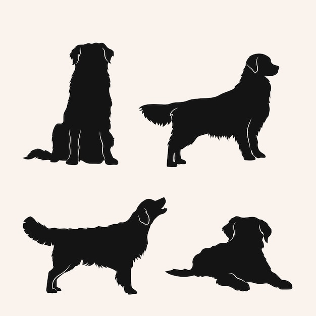 Silhouette De Golden Retriever Dessinée à La Main