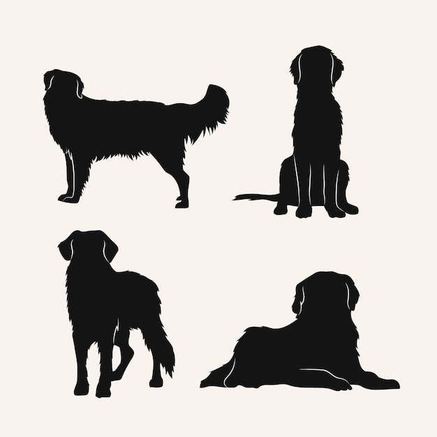 Silhouette De Golden Retriever Dessinée à La Main