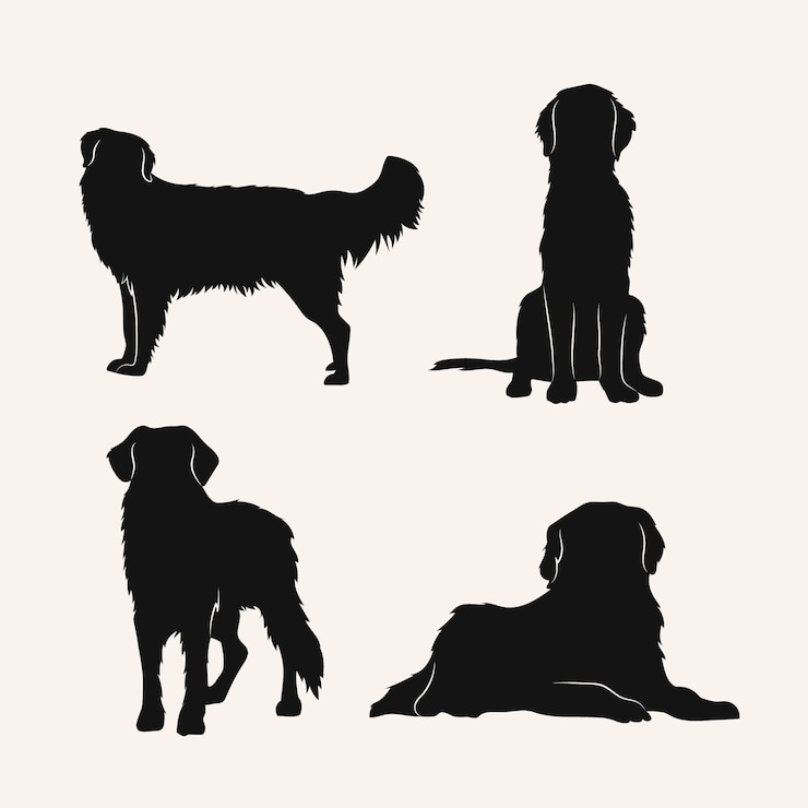 Vecteur gratuit silhouette de golden retriever dessinée à la main
