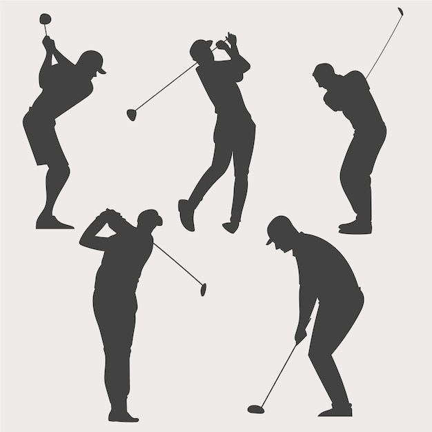 Vecteur gratuit silhouette de golfeur dessiné à la main
