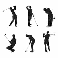 Vecteur gratuit silhouette de golfeur dessiné à la main