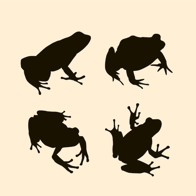 Vecteur gratuit silhouette de grenouille dessinée à la main