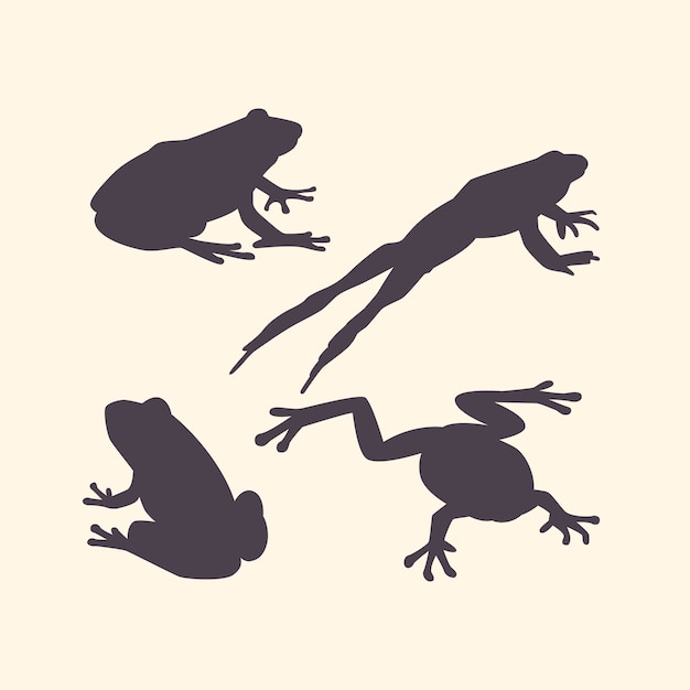 Vecteur gratuit silhouette de grenouille dessinée à la main