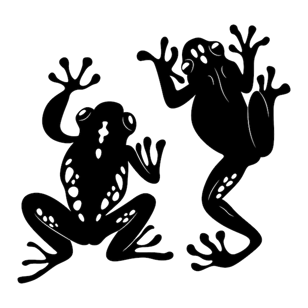 Vecteur gratuit silhouette de grenouille dessinée à la main